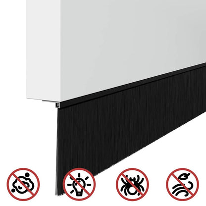 Screw-on Door Brush Seals 12 pcs Black 100 cm Aluminium Alloy