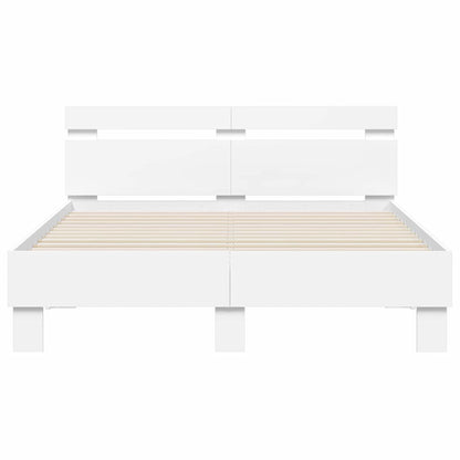 Bed Frame with LED White 137 x 190 cm Engineered Wood
