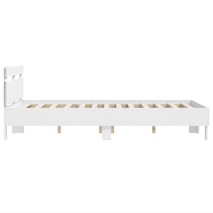Bed Frame with LED White 137 x 190 cm Engineered Wood