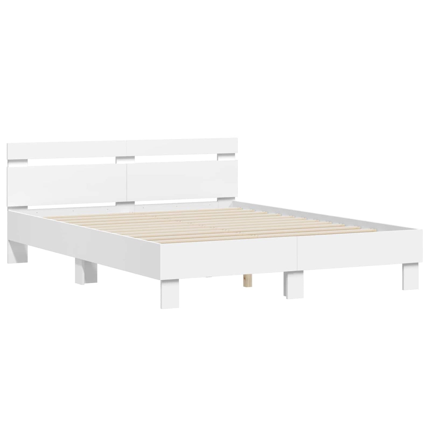 Bed Frame with LED White 152 x 203 cm Engineered Wood
