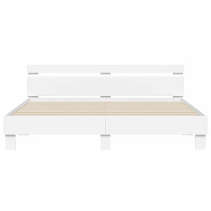 Bed Frame with LED White 193 x 203 cm Engineered Wood