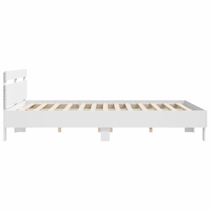 Bed Frame with LED White 193 x 203 cm Engineered Wood