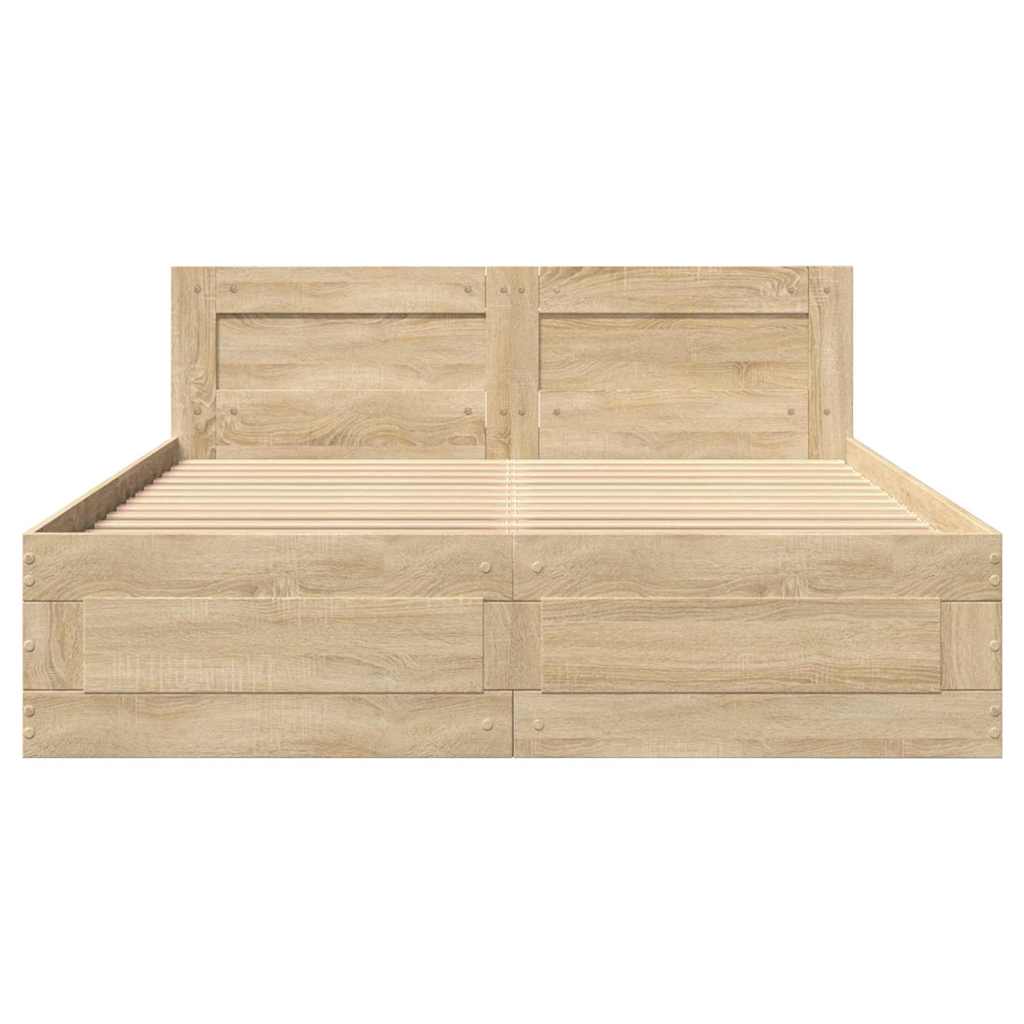 Bed Frame with Drawer Sonoma 137 x 188 cm Engineered Wood