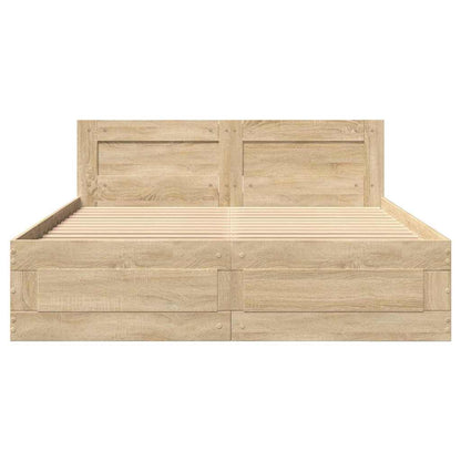 Bed Frame with Drawer Sonoma 137 x 188 cm Engineered Wood