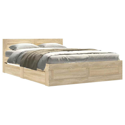 Bed Frame with Drawer Sonoma 137 x 188 cm Engineered Wood