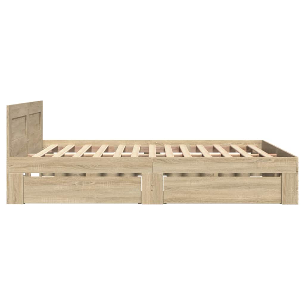 Bed Frame with Drawer Sonoma 137 x 188 cm Engineered Wood