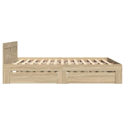 Bed Frame with Drawer Sonoma 137 x 188 cm Engineered Wood