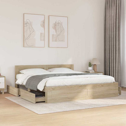 Bed Frame with Drawer Sonoma 193 x 203 cm Engineered Wood