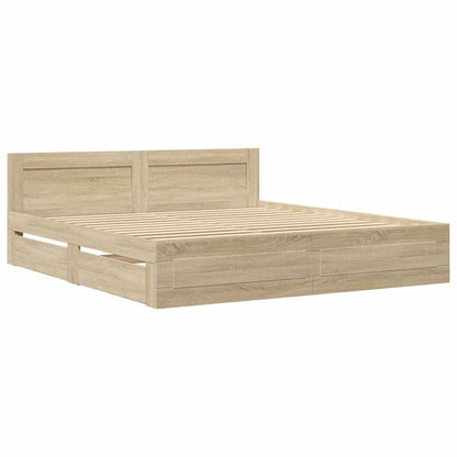 Bed Frame with Drawer Sonoma 193 x 203 cm Engineered Wood