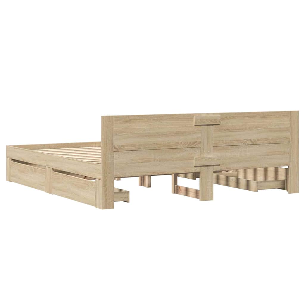 Bed Frame with Drawer Sonoma 193 x 203 cm Engineered Wood