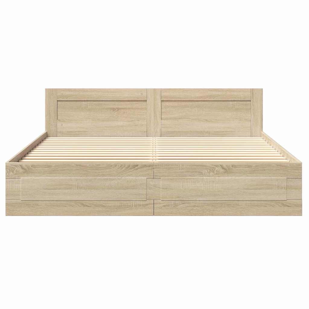 Bed Frame with Drawer Sonoma 193 x 203 cm Engineered Wood