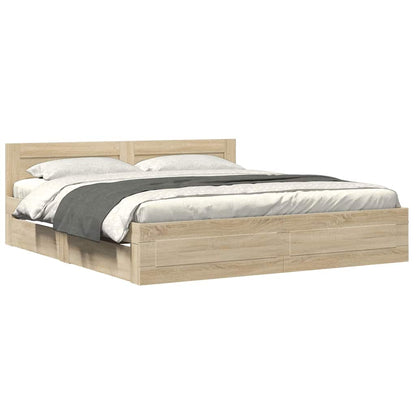 Bed Frame with Drawer Sonoma 193 x 203 cm Engineered Wood