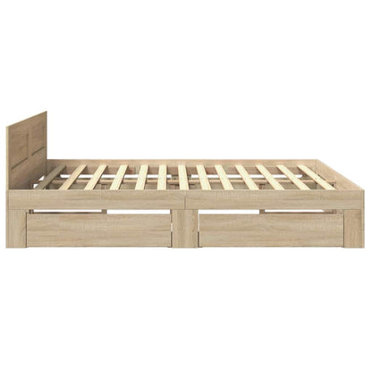 Bed Frame with Drawer Sonoma 193 x 203 cm Engineered Wood