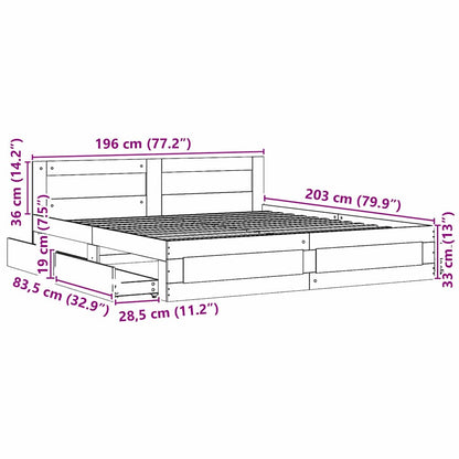 Bed Frame with Drawer Sonoma 193 x 203 cm Engineered Wood