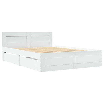Bed Frame with Drawer White 137 x 188 cm Engineered Wood