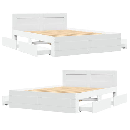 Bed Frame with Drawer White 137 x 188 cm Engineered Wood