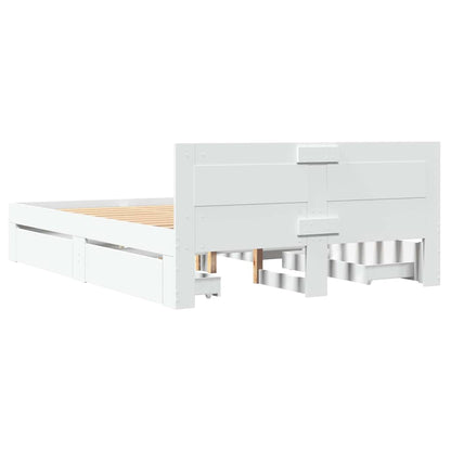 Bed Frame with Drawer White 137 x 188 cm Engineered Wood