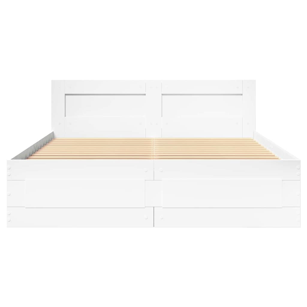 Bed Frame with Drawer White 137 x 188 cm Engineered Wood