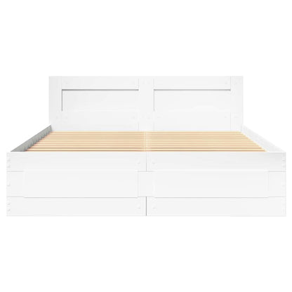Bed Frame with Drawer White 137 x 188 cm Engineered Wood