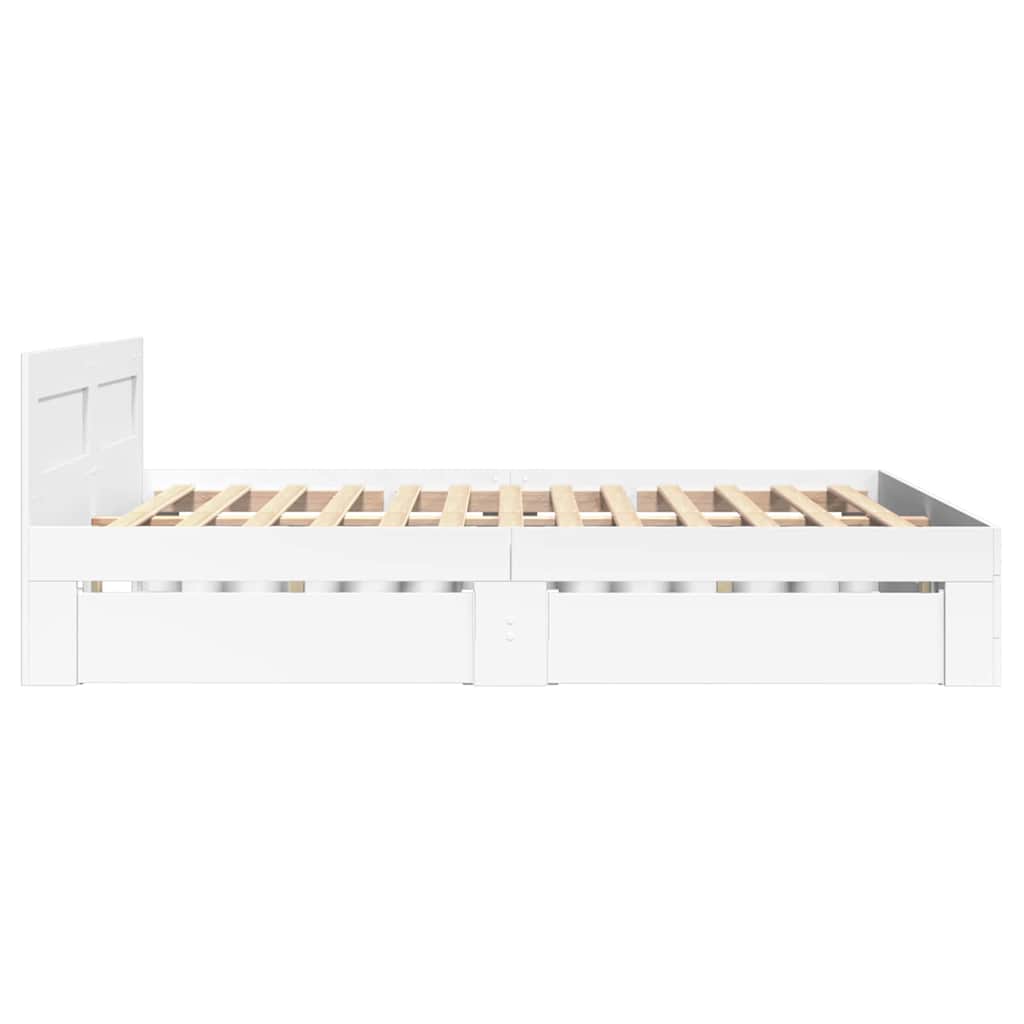 Bed Frame with Drawer White 137 x 188 cm Engineered Wood
