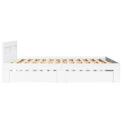 Bed Frame with Drawer White 137 x 188 cm Engineered Wood