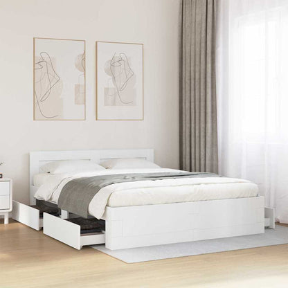 Bed Frame with Drawer White 150 x 200 cm Engineered Wood