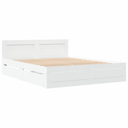 Bed Frame with Drawer White 150 x 200 cm Engineered Wood