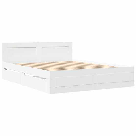 Bed Frame with Drawer White 150 x 200 cm Engineered Wood