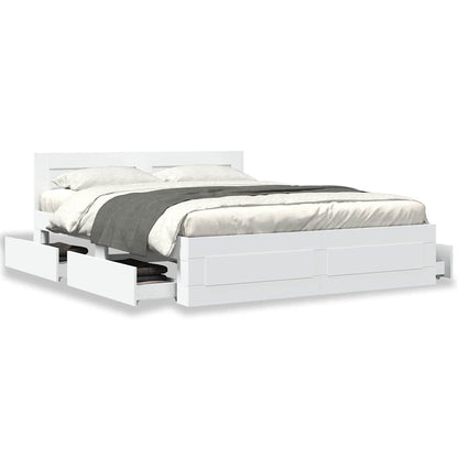 Bed Frame with Drawer White 150 x 200 cm Engineered Wood