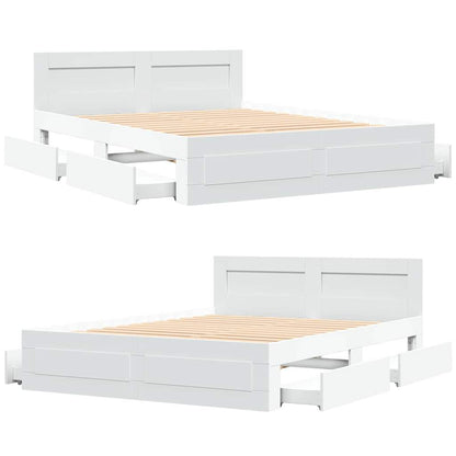 Bed Frame with Drawer White 150 x 200 cm Engineered Wood