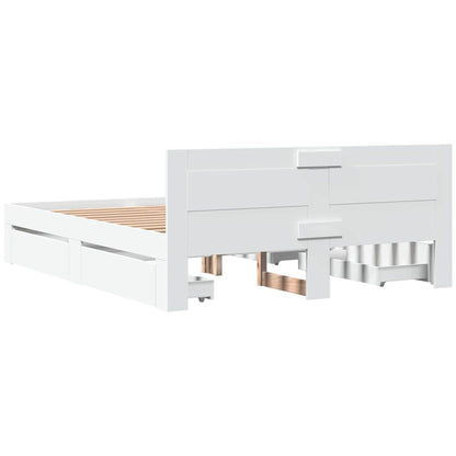 Bed Frame with Drawer White 150 x 200 cm Engineered Wood