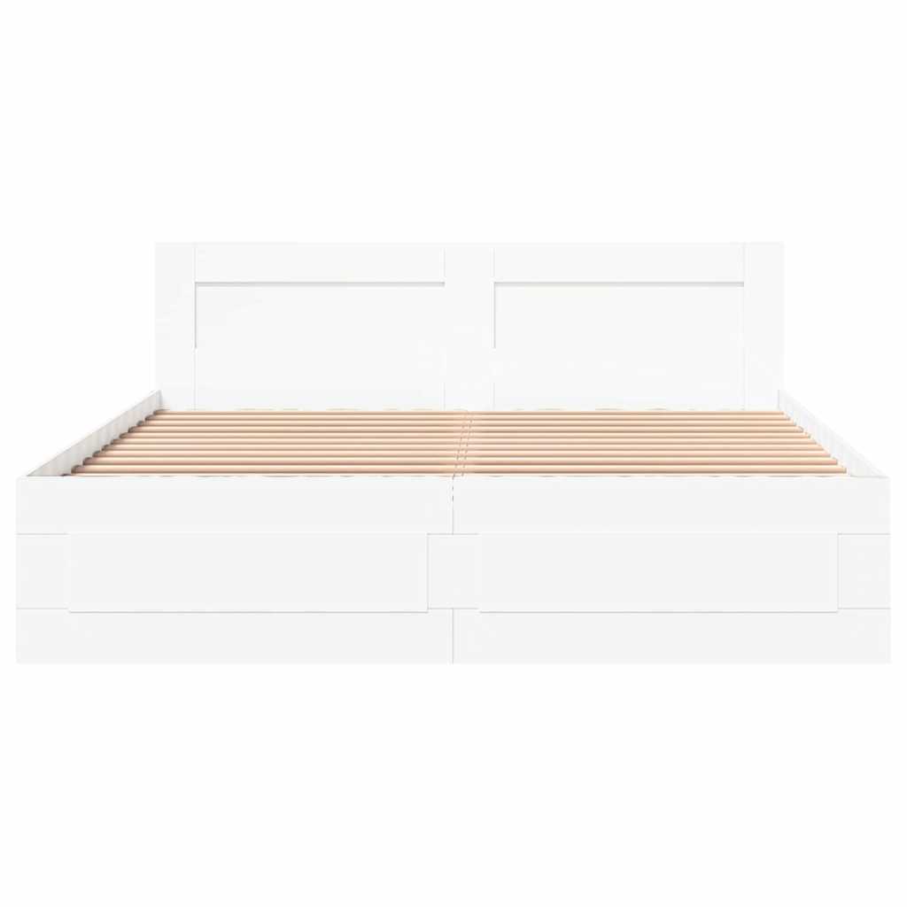 Bed Frame with Drawer White 150 x 200 cm Engineered Wood