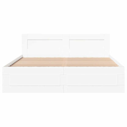 Bed Frame with Drawer White 150 x 200 cm Engineered Wood