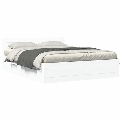 Bed Frame with Drawer White 150 x 200 cm Engineered Wood