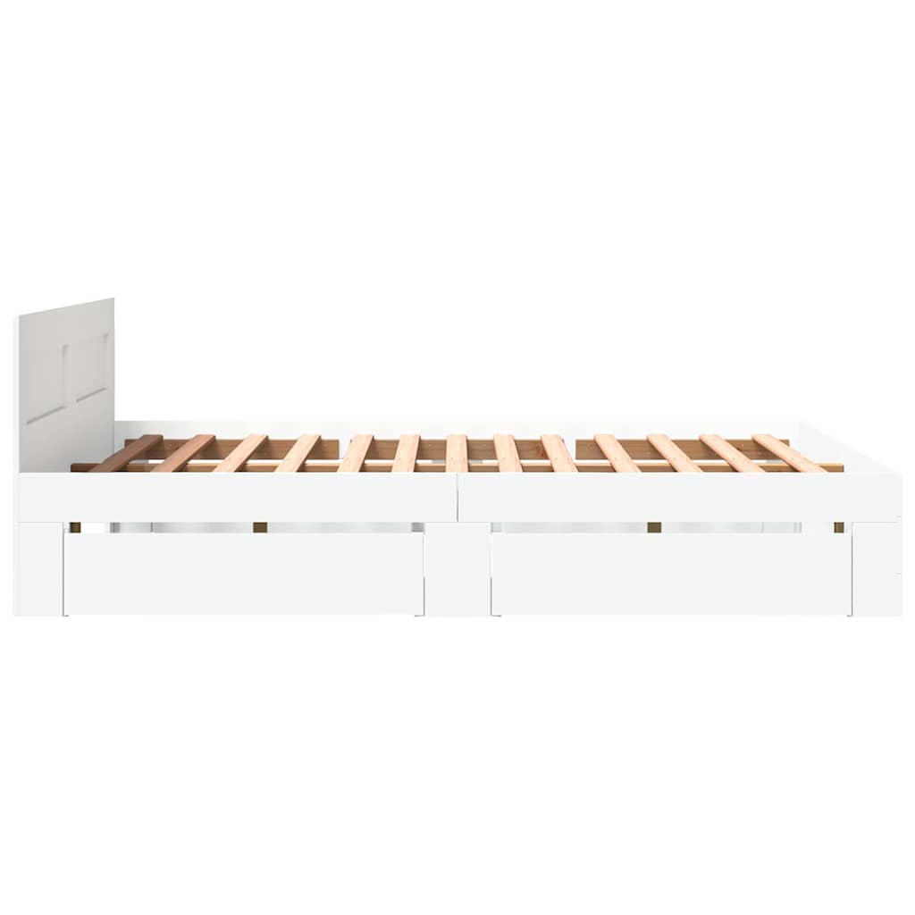 Bed Frame with Drawer White 150 x 200 cm Engineered Wood