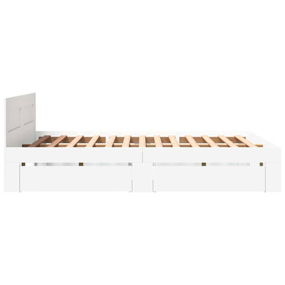 Bed Frame with Drawer White 150 x 200 cm Engineered Wood