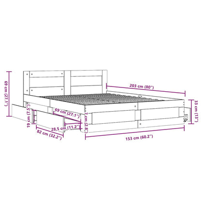 Bed Frame with Drawer White 150 x 200 cm Engineered Wood