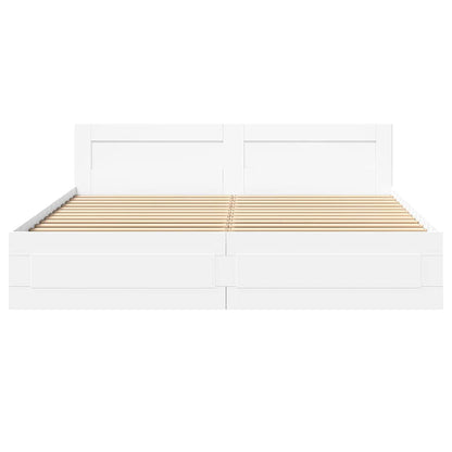 Bed Frame with Drawer White 193 x 203 cm Engineered Wood