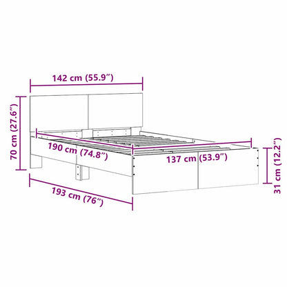 Bed Frame Wall-mounted Sonoma 137 x 190 cm Engineered Wood
