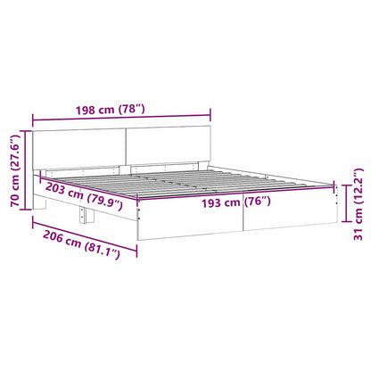 Bed Frame Wall-mounted Sonoma 193 x 203 cm Engineered Wood