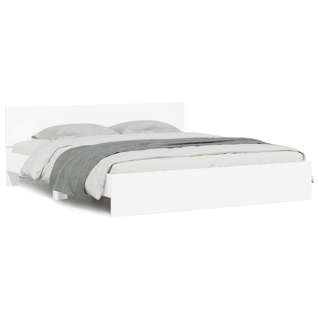 Bed Frame Wall-mounted White 137 x 190 cm Engineered Wood