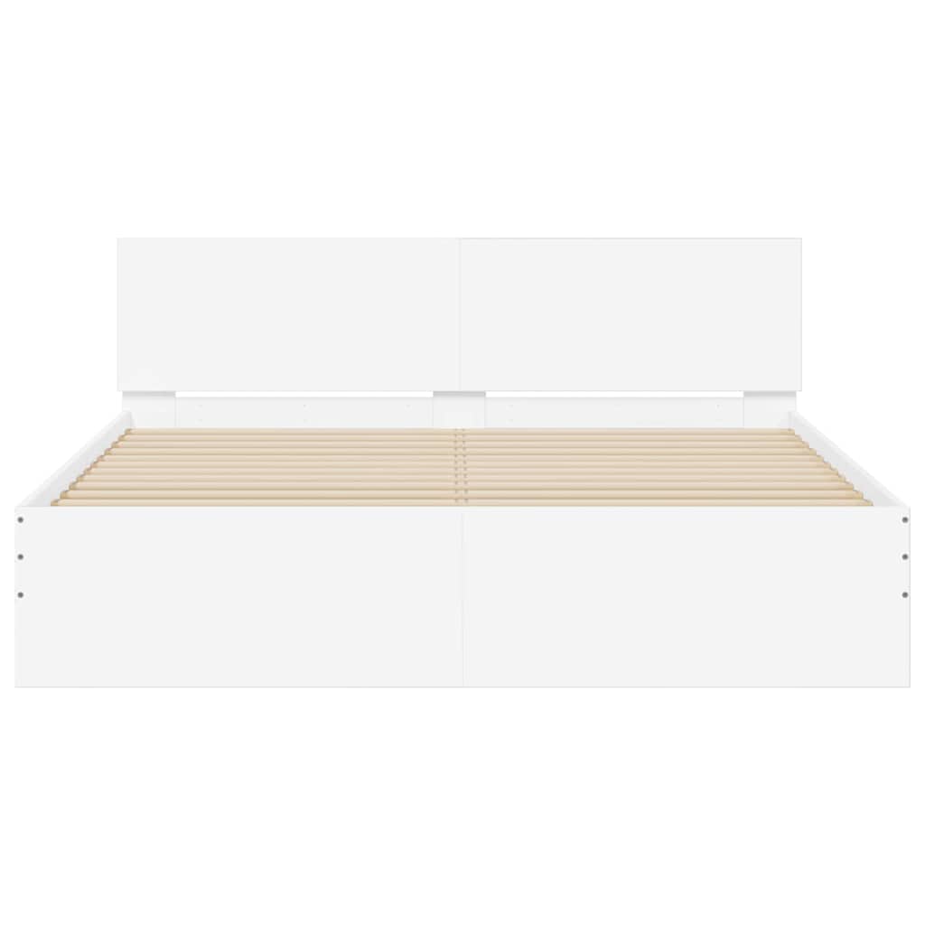 Bed Frame Wall-mounted White 152 x 203 cm Engineered Wood