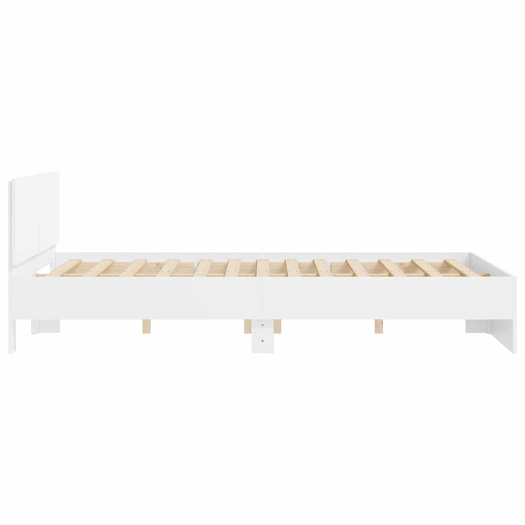 Bed Frame Wall-mounted White 152 x 203 cm Engineered Wood