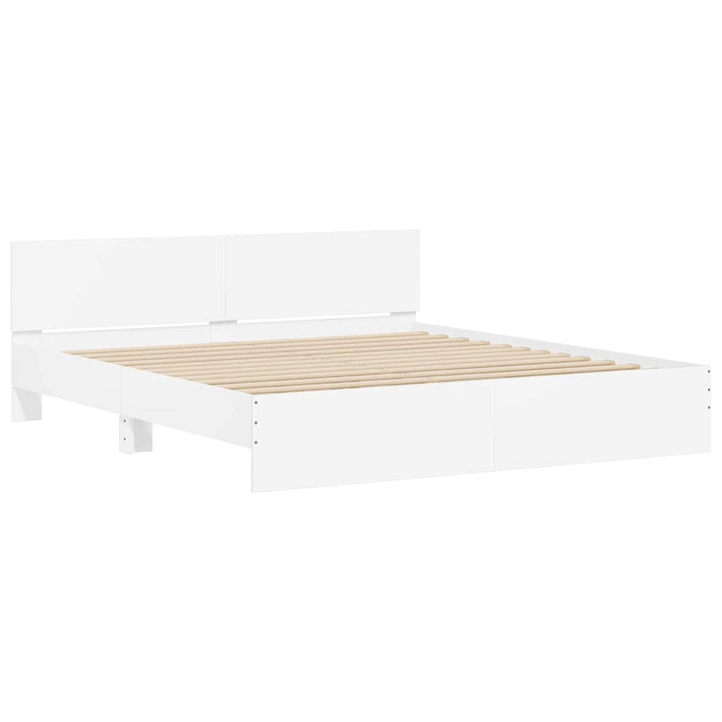 Bed Frame Wall-mounted White 193 x 203 cm Engineered Wood
