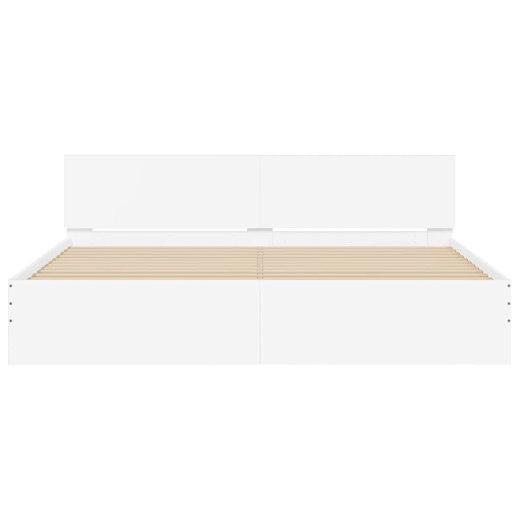 Bed Frame Wall-mounted White 193 x 203 cm Engineered Wood