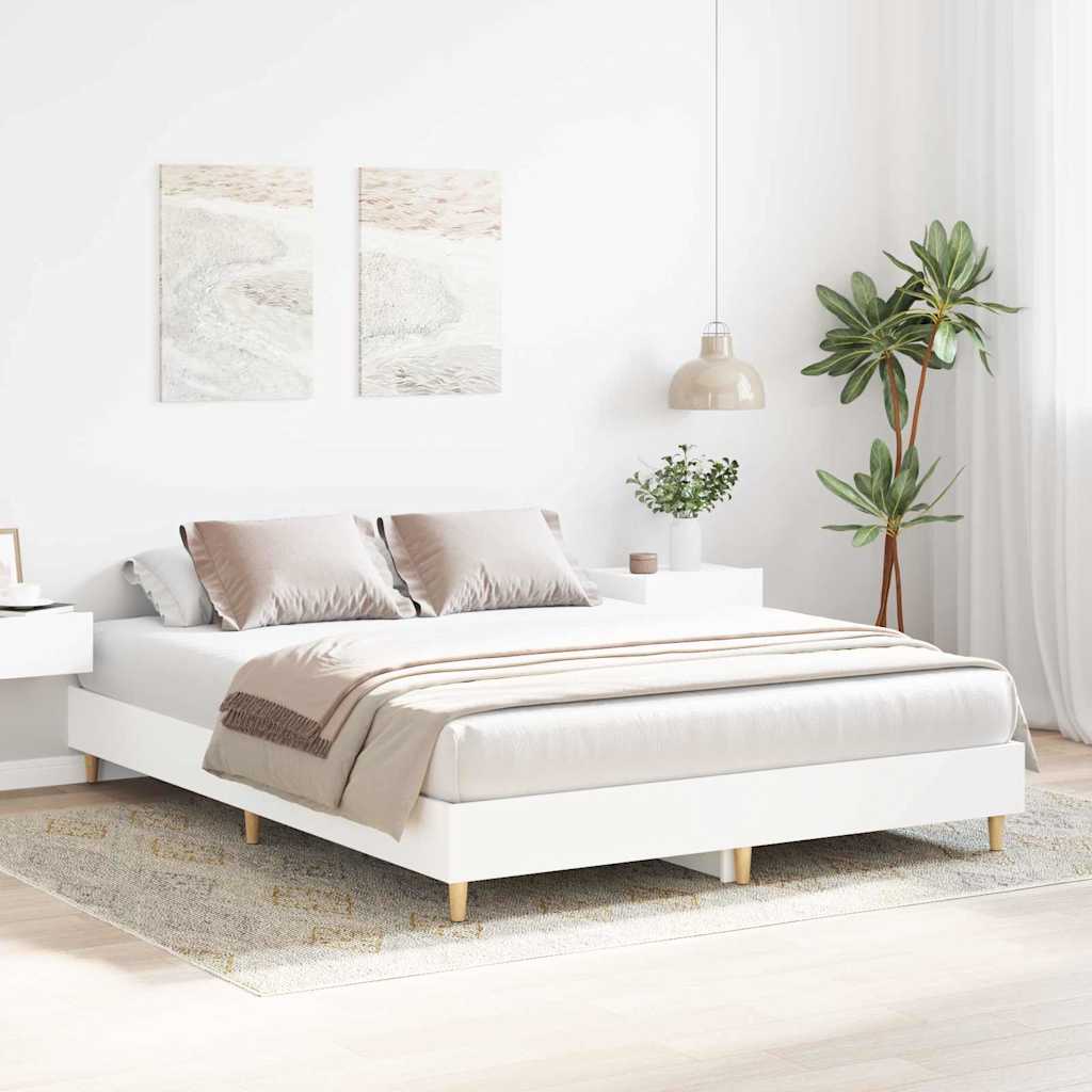 Bed Frame 2 pcs White 152 x 203 cm Engineered Wood