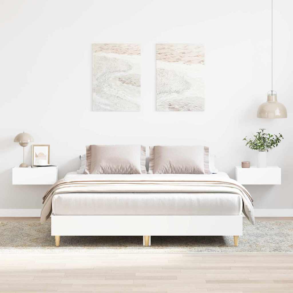Bed Frame 2 pcs White 152 x 203 cm Engineered Wood