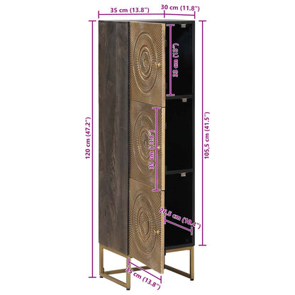Highboard Brass 35 x 30 x 120 cm