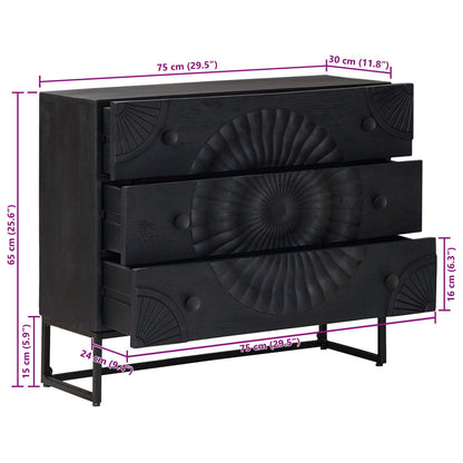 Drawer Cabinet with Drawer Black 75 x 30 x 65 cm