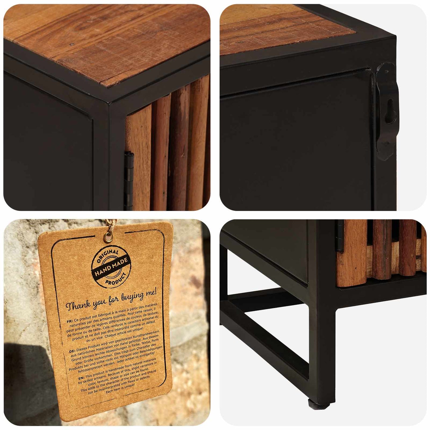 Handmade Bedside Cabinet Natural 40 x 30 x 50 cm